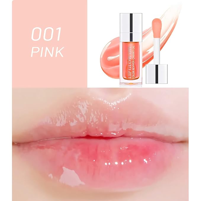 Lip Oil Hydrating Tinted Lip Balm, Plump Lip Gloss Lip Care Transparent Toot Lip Oil Tinted, Glass Lip Glow Oil Fresh Texture & Non-sticky, Nourishing Repairing Lightening Lip Lines Lip Care (001#)-VivaGrace Women