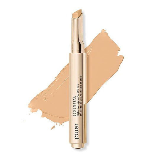 Jouer Essential High Coverage Concealer Pen - Under Eye Concealer for Dark Circles - Brightening Makeup for Eye Circles - Color Corrector Eye Primer with Hyaluronic Acid and Vitamin E-VivaGrace Women