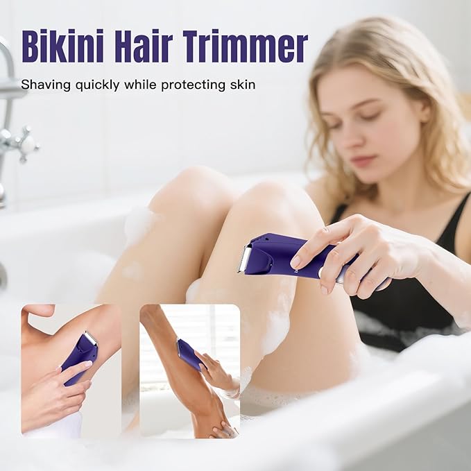 RESUXI Electric Bikini Trimmer for Women,Pubic Hair Trimmer Ceramic Blade Electric Razors Shaver for Underarm Leg Arm Body Hair Private Area,Wet/Dry IPX7 Waterproof Rechargeable LCD Display LED Light-VivaGrace Women