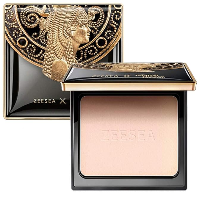 ZEESEA Pressed Powder The British Museum Egypt Series Long Lasting Oil Control Facial Finishing Brighten Setting Powder Multi-use Foundation (#00 Light Beige)-VivaGrace Women