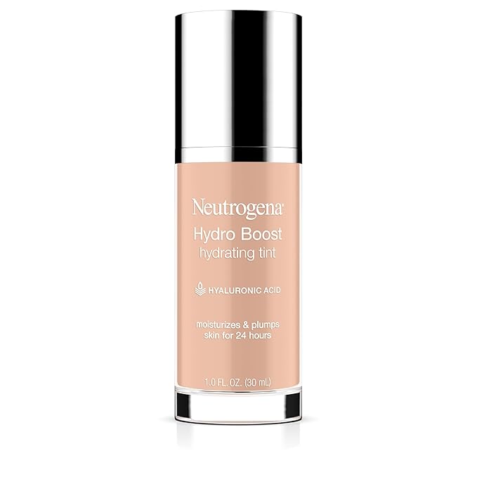 Neutrogena Hydro Boost Hydrating Tint Foundation Makeup for Dry Skin, with Hyaluronic Acid, Lightweight Oil-Free Water Gel, Non-Comedogenic, 20 Natural Ivory, 1.0 fl. oz-VivaGrace Women