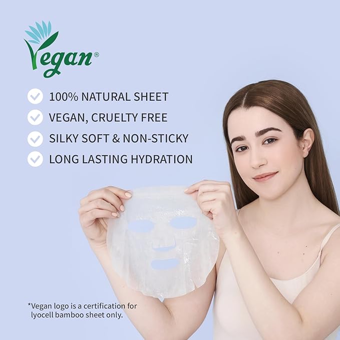 50Combo Korean Face Sheet Mask Gift Pack, Hydrating, Calming, Brightening, Smooting, Rejuvenating, EVE Vegan, Cica, Hyaluron, Retinol, Ceramide, Collagen-VivaGrace Women