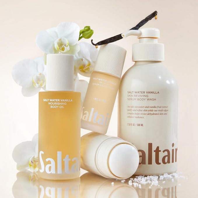 Saltair Body Oil. Luxurious Salt Water Vanilla After Shower and Bath Oil Moisturizer for Women and Men. Botanical, Non-Greasy, and Well-Absorbing Lotion for Hydrating Dry Skin. 4oz Pump Bottle-VivaGrace Women