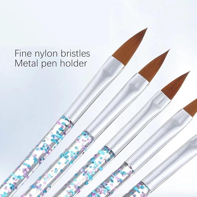 5pcs Nail Art Brushes Set, Nail Art Design Pen Painting Tools with Nail Extension Gel Brush, Nail Polish Brush, Builder Nail Gel Brush, Nail Dotting Pen Salon at Home Diy Manicure (Blue)-VivaGrace Women