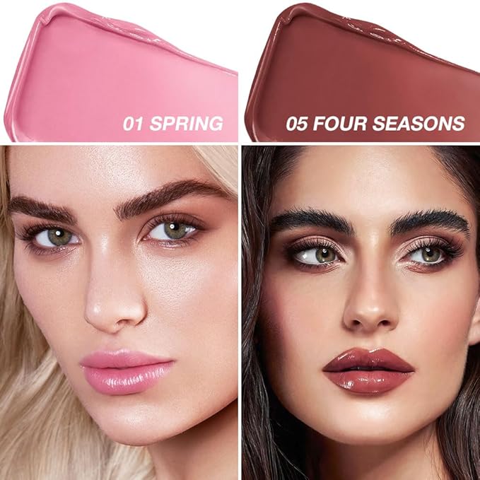 2Pcs Tinted Lip Balm Moisturizing Lipstick – Deep Rose Colored Bean paste & Soft Pale Pink Sheer Hydrating Lip Color for Dry Lips – Nourishing Lip Balm for All Women with a Subtle Natural Scent-VivaGrace Women