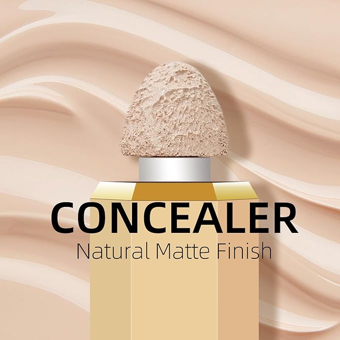 Liquid Concealer Makeup, Full Coverage Concealer, Cream Face Concealer with Cushion Applicator, Highly Pigmented, Natural-Looking, Hydrating, Waterproof Concealer (#06 Warm Love)-VivaGrace Women
