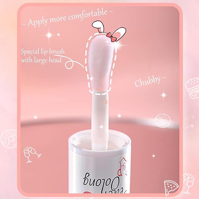 2Pcs Crystal Jelly Lip Oil Big Brush Head Moisturizing Lip Gloss Hydrating Tinted Lip Balm, Long Lasting & Nourishing Lip Glow Oil, Non-sticky Fresh Texture-VivaGrace Women