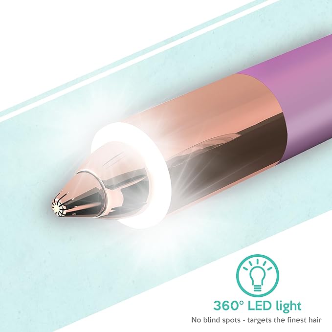 2 in 1 Eyebrow and Facial Hair Remover for Women Painless Flawless Electric Razor Epilator Trimmer Shaver with 18K Gold-Plated, USB Rechargeable, 360° LED for Eyebrow and Face Hair Removal-VivaGrace Women