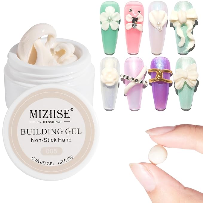 MIZHSE Solid Builder Gel, Milky White Sculpting Gel for Nail, Non-Sticky Hand 3D Nail Art Building Carving Modeling Hard Nail Extension Soak Off Nail Art Salon Manicure Home 15g-VivaGrace Women