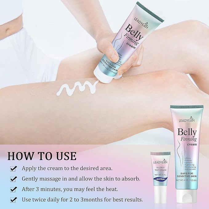 B Flat Belly Firming Cream - Moisturizing, Lifting, Firming for Stomach, Thighs and Butt, Body Lotion gift for Women and Men, 125 ML +5 ML-VivaGrace Women