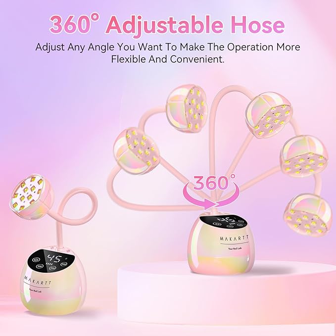 Makartt UV LED Nail Lamp - Gooseneck UV Light for Nails Cordless Rechargeable USB 39W Dryer LED Lamp with Auto Sensor 4 Timer Settings Fast Curing for Nail Art Polish (Glazed Pink)-VivaGrace Women