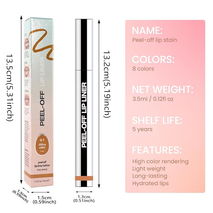 Matte Liquid Lip Stain Peel Off Lip Liner Tattoo -Warm Camel, Waterproof Smudge-Proof Lip Gloss, Long-Lasting Non-Stick Cup Formula, Natural Peel Off Design for All Skin Types #01-VivaGrace Women