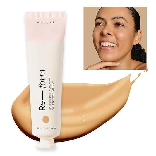 HALEYS Re-form Luminous Skin Foundation, VEGAN + CRUELTY-FREE, Blurs, Conceals, Blendable, Buildable Med-to-Full Coverage, Weightless, Oil-free, All-Day Wear, Hyaluronic Acid, All skin types (4.3)-VivaGrace Women