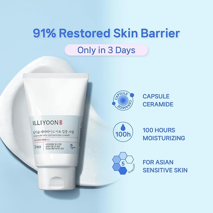 Illiyoon Ceramide Ato Concentrate Cream | Moisturizer for Dry & Sensitive Skin, 100hr Lasting Hydration, For Face & Body, Gentle for Infants, Moisture Barrier Repair, Vegan Certified, 2.53 fl.oz.-VivaGrace Women