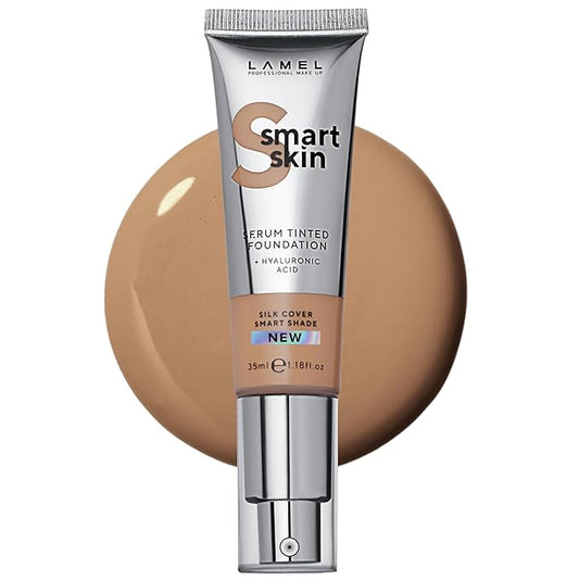 LAMEL Smartskin Serum Tinted Foundation - Hydrating & Nourishing - Hypoallergenic & Skin-Caring - Color Correcting - Anti-Aging Formula with Hyaluronic Acid, 407-1,18 fl.oz-VivaGrace Women