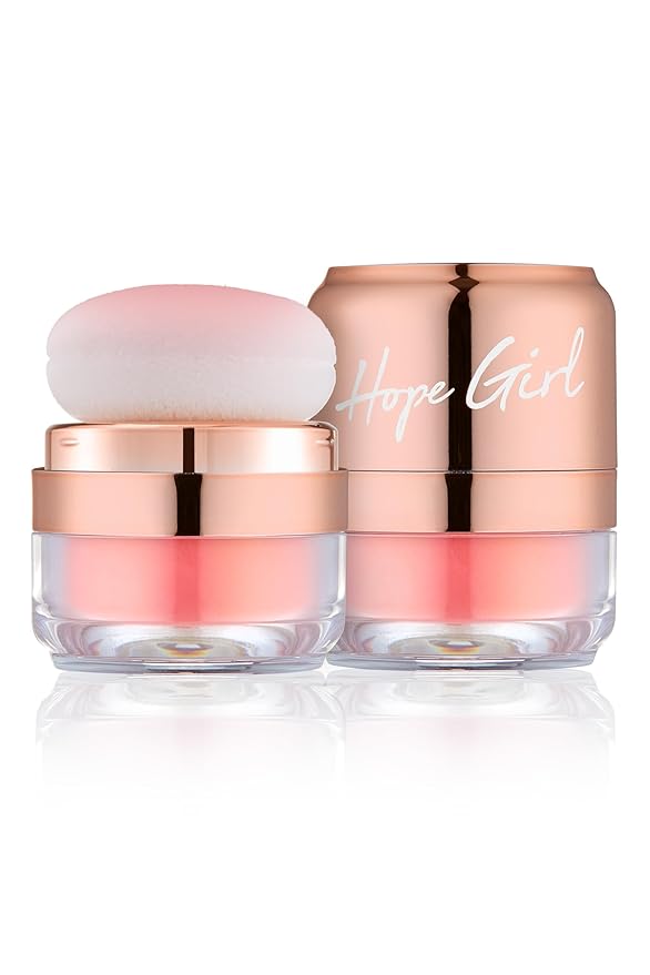 Hope Girl 3D Powder Blusher 0.17oz | Skin-Loving Korean Mini Blush for Cheeks and Eye Makeup w/Allantoin | K Beauty Cool Toned Vibrant Sunkissed Fine Powder Makeup Blush Cosmetics (#02 Coral Stone)-VivaGrace Women
