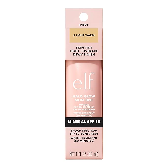 e.l.f. Halo Glow Skin Tint SPF 50, Tinted Moisturizer For Light, Buildable Coverage, Creates A Natural Glow, Vegan & Cruelty-Free, 5 Light Warm-VivaGrace Women