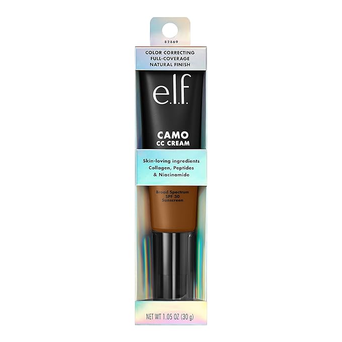 e.l.f. Camo CC Cream, SPF 30 Color-Correcting Medium-To-Full Coverage Face Foundation, Delivers An Airbrushed Finish, Vegan & Cruelty-Free, Deep 530 W-VivaGrace Women