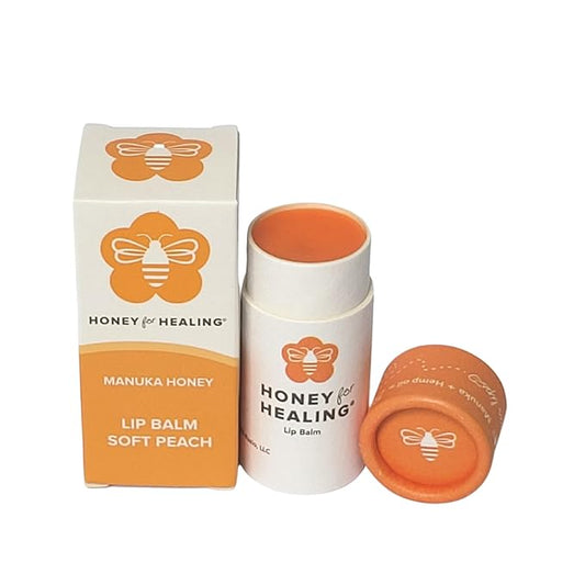Lip Balm Moisturizer with Manuka Honey 15+ UMF, Coconut Oil, and Castor Oil For Chapped, Cracked, Dry Lips | Protects, Smoothes, and Nourishes your Lips | 0.25 oz / 7 gr. (Soft Peach)-VivaGrace Women