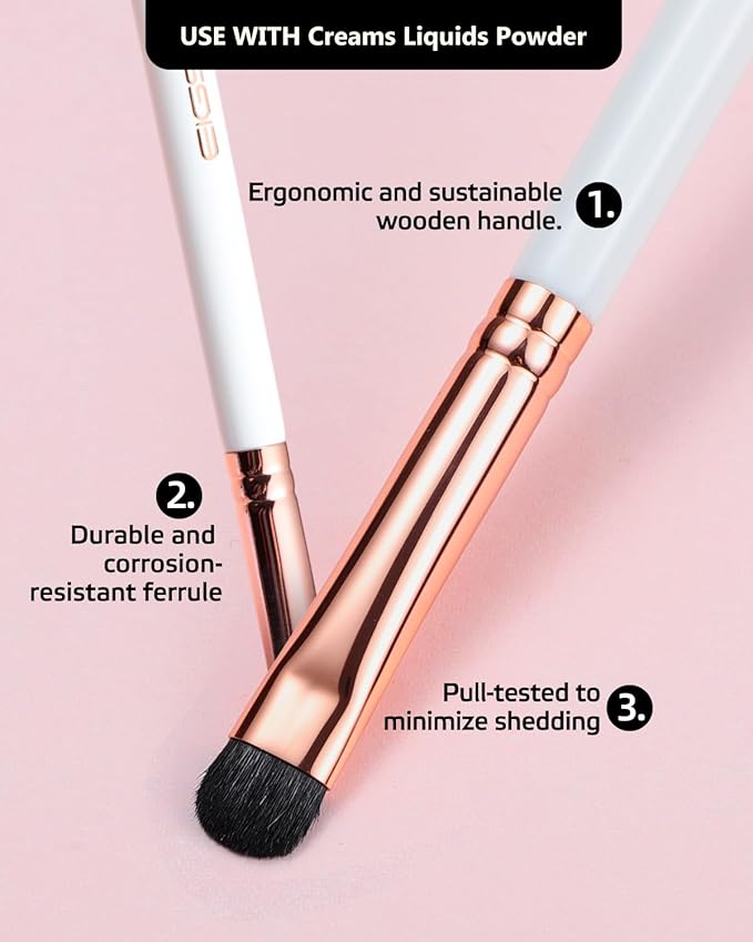 Small Smudge Brush, Professional Eyeshadow Brush for Smudging, Blending, Filling in, Premium Synthetic Bristles Tapered Eye Makeup Brush - Ivory-VivaGrace Women