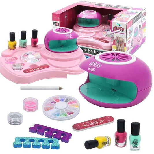 Nail Art Studio Beauty Nail Art Set Gift for Girls Healthy Non-Toxic Tasteless Fashion Dryer Light-VivaGrace Women