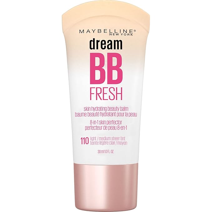 Maybelline Dream Fresh Skin Hydrating BB cream, 8-in-1 Skin Perfecting Beauty Balm with Broad Spectrum SPF 30, Sheer Tint Coverage, Oil-Free, Light/Medium, 1 Fl Oz-VivaGrace Women