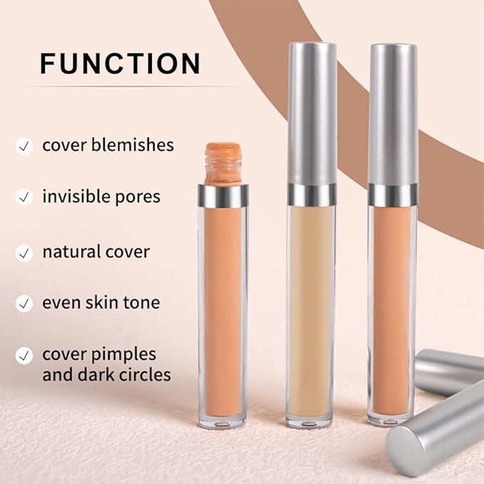 Kaely 2Pcs Hydrating Concealer Wand,Full Coverage Liquid under Eye Concealer,Long Lasting Waterproof Primer Makeup for Dark Circles and Puffiness Trouble Spots Redness,Eye Ring corrector de ojeras 04-VivaGrace Women