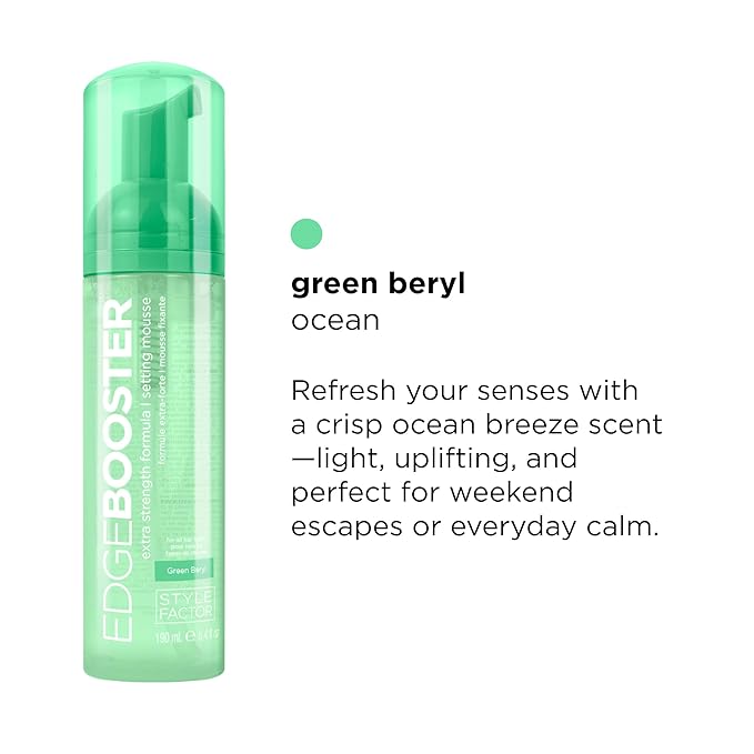 Style Factor EDGE BOOSTER Extra Strength Setting Mousse – Frizz Control, Extra Volume, and Conditioning – 2.5oz Green Beryl Mousse for Curly Hair-VivaGrace Women
