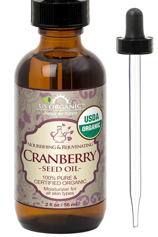 US Organic Cranberry Seed Oil, USDA Certified Organic,100% Pure & Natural, Cold Pressed Virgin, Unrefined in Amber Glass Bottle w/Glass Eyedropper for Easy Application (2 oz (56 ml))-VivaGrace Women