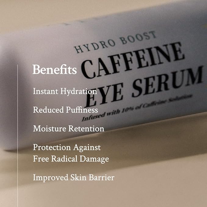 Hydro Boost Caffeine Eye Serum (0.33 fl.oz./10ml) - With 10% Caffeine Solution, Niacinamide & Hexapeptide-8, Depuff, Elasticity, Antiwrinkle and Brightening-VivaGrace Women