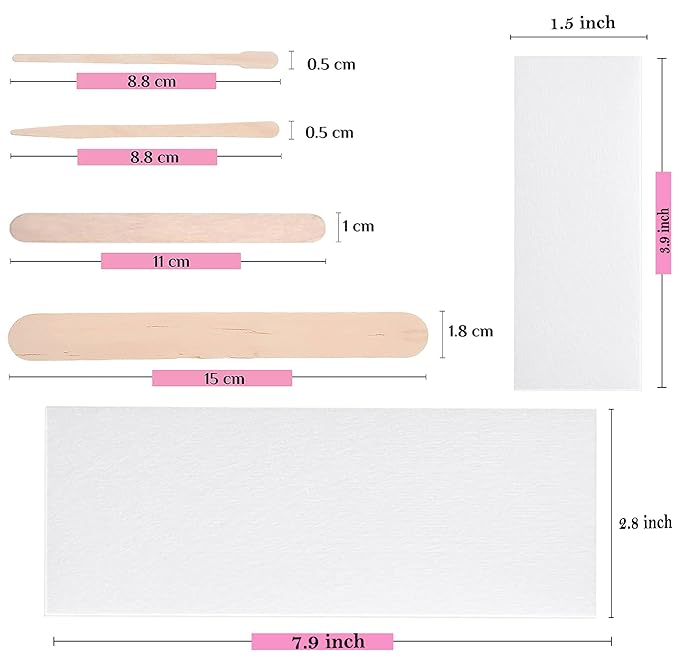 Mibly 4 Style 400 Pcs Assorted Wooden Wax Sticks for Body Legs Face and Small Medium Large Sizes Eyebrow Waxing Applicator Spatulas for (400 Piece Set)-VivaGrace Women