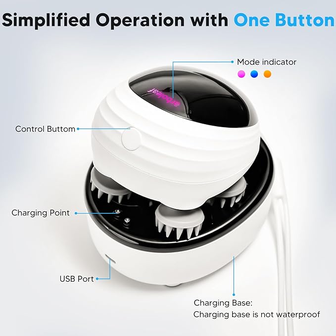 arboleaf Scalp Massager Electric, Portable Head Massager Scalp Stress Relax, Waterproof Rechargeable 6 in 1 Hair Massage, Ideal for Relaxation and Wellness, Gifts for Her and Him-VivaGrace Women