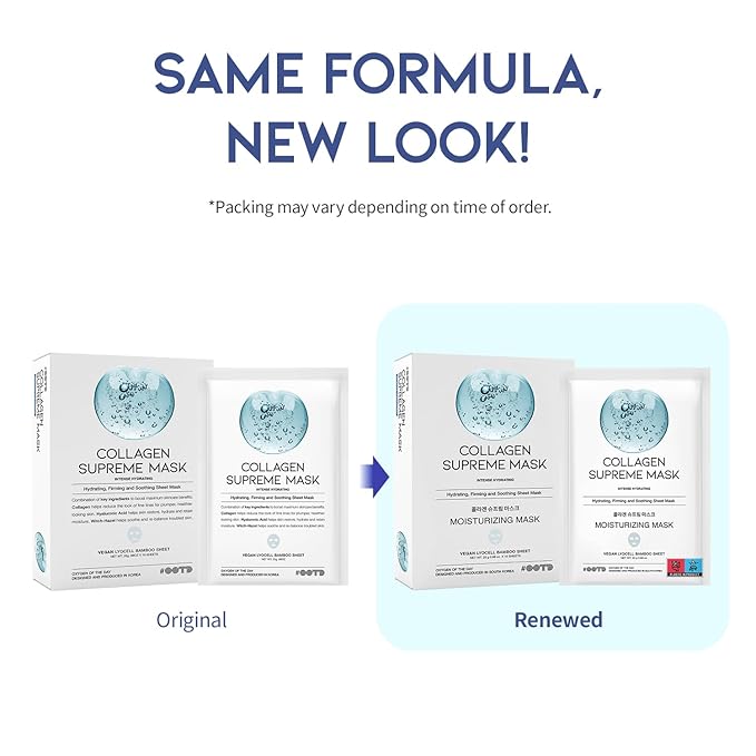 #OOTD Collagen Hydrating Sheet Masks for Face Korean Anti Aging Mask Sheet for Dry Skin & Sensitive Skin, EVE Vegan, Not Tested on Animals, No Parabens, No Sulfates, Hyaluronic Acid, Witch Hazel 10EA-VivaGrace Women