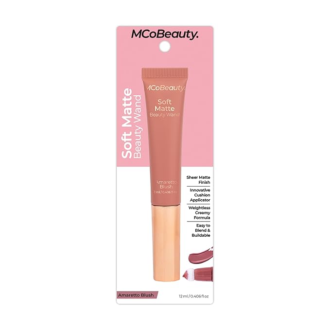 MCoBeauty Soft Matte Beauty Wand, Amaretto Blush, Velvety Finish of Buildable Color, Vegan, Cruelty Free Cosmetics-VivaGrace Women