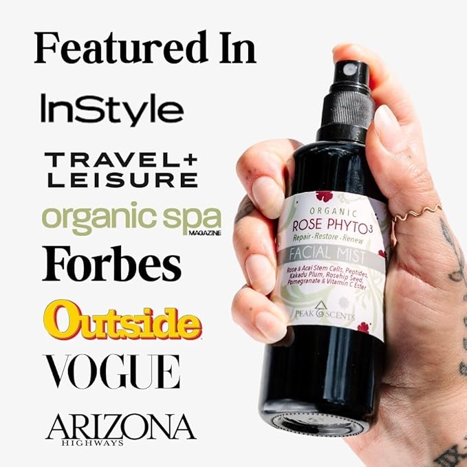 Organic & Vegan Rose Phyto³ Water Facial Spray - Moisturizing Face Mist & Setting Spray, Soothing, Hydrating Mist Rose Water For Face - Great for Facial Massaging (4 oz)-VivaGrace Women