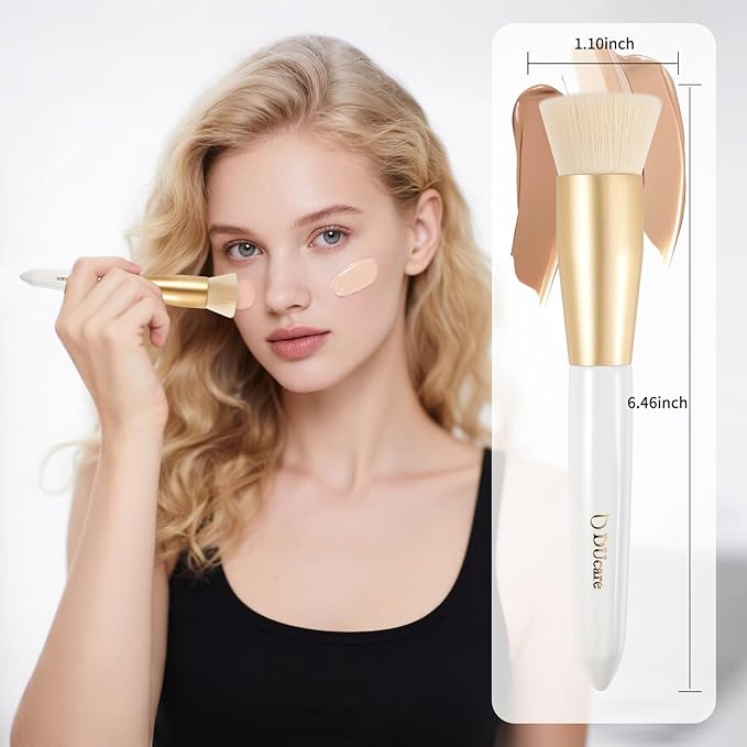 DUcare Flat Top Foundation Brush, Premium Contour Kabuki Brush, Professional Makeup Brush, Densely Packed Bristles, Multi-Purpose Face Buffing Blending Makeup Brushes for Liquid/Cream/Powder-VivaGrace Women
