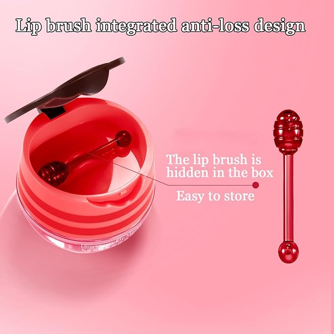 4 PCS Honey Lip Balm Pot, Honey & Strawberry Lip Sleeping Mask Vitamin E & Moisturizing Propolis Lip Balm with Stick, Prevention Dry and Cracked Lip Scrubs Exfoliator Lip Wrinkle-VivaGrace Women