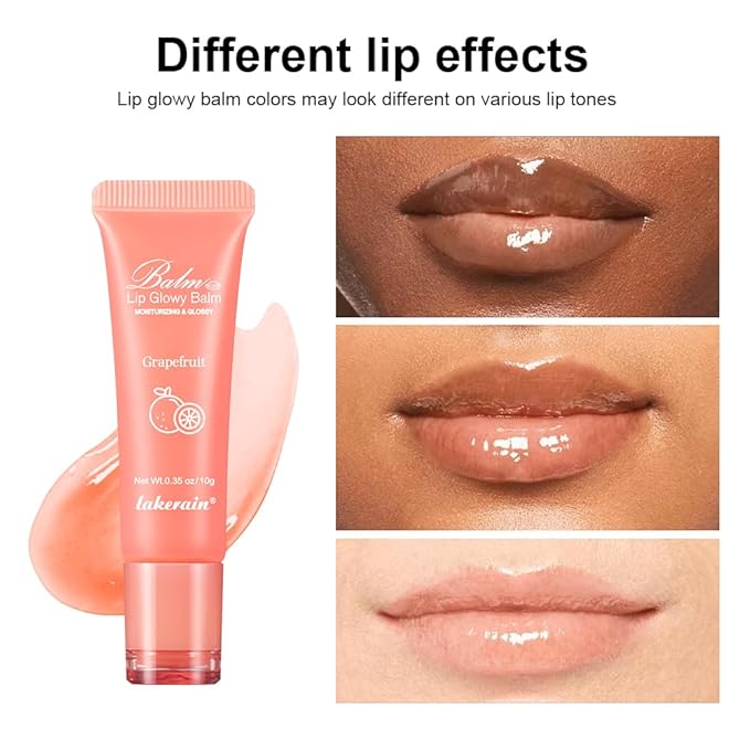 Hydrating Lip Butter Balm for a Glossy Finish and Lip Glow - Lip Glowy Balm with Summer-worthy Fragrance | Vegan Lip Care (#3-Grapefruit)-VivaGrace Women