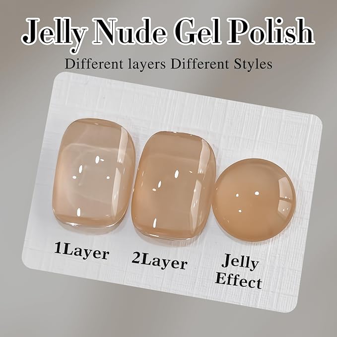 Double Rhythm 0.5Oz Translucent Gel Polish Sheer Neutral Natural Light Milky Same Color Same Bottle 15ML Jelly Nail Art DIY at Home (Nude-A1372)-VivaGrace Women