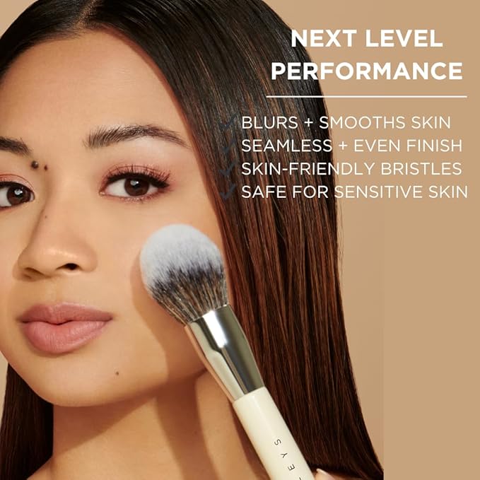 HALEYS Powder Brush VEGAN+CRUELTY-FREE, Soft, Streak-free, Perfect Blending, Buff, Blurs, Smooths, Control, Precision, Complexion tools, For powder, setting powder, blush, Sustainable Wood Handle-VivaGrace Women