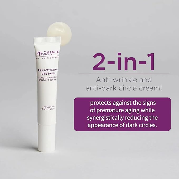 Alchimie Forever Rejuvenating Eye Balm | Hydrating Anti-Aging Eye Cream with Jojoba and Cocoa Butter, European Blueberries, Vitamin K | Reduce Dark Under Eye Circles and Premature Aging | 0.5 fl oz-VivaGrace Women
