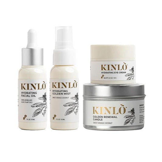 Kinlo Self Care Kit - Facial Oil, Facial Mist, Eye cream, Sweet Orange Coconut Scent Candle | Home SPA Gift Set Mother's Mother's day gift day gift | Black Owned Skincare | Made in USA-VivaGrace Women