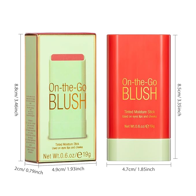 Blush Stick for Cheeks - Cream Makeup Blush Wand, Solid Moisturizer Stick for Cheeks Tint, Natural Blendable Waterproof Korean Matte Long-Lasting Smooth Blushes (#03 Coral Orange)-VivaGrace Women