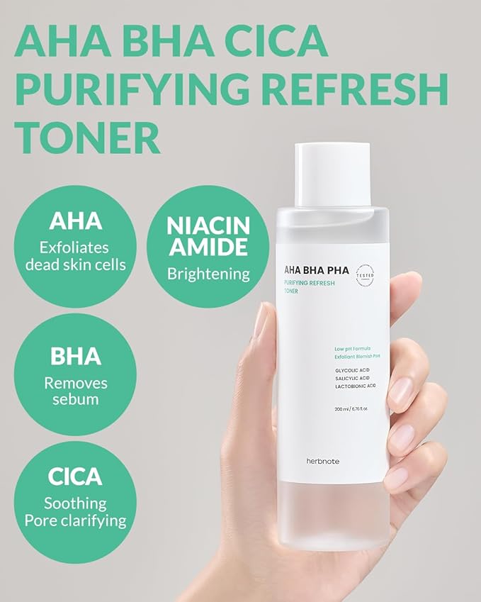 AHA BHA PHA Purifying Refresh Toner - Skin Trouble Eraser, Immediate Exfoliation & Sebum Removal - Contains Niacinamide for Breakouts - Removes Blocked Sebum & Dead Skin Cells, 6.76 f l. oz-VivaGrace Women