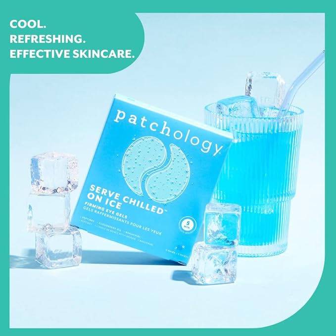Patchology Iced Cooling Under Eye Mask Patches with Peptides, Cloudberry Oil and Bakuchiol. Cool eye gels to firm skin and soothe, reduce fine lines and under eye bags 5 Pair-VivaGrace Women