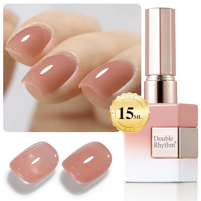 Double Rhythm Translucent Gel Polish Sheer Neutral Natural Light Milky Same Color Same Bottle 15ML Jelly Nail Polish Nail Art DIY at Home (Neutral Nude-A1415)-VivaGrace Women