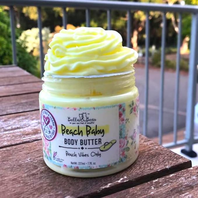 Bella and Bear Beach Baby Body Butter - Moisturizing Shea Cream for Women - Vegan, Cruelty-Free, Oil-Free - Helps Prevents Pregnancy Stretch Marks Bulk 6.76-oz. - 12 Pack-VivaGrace Women