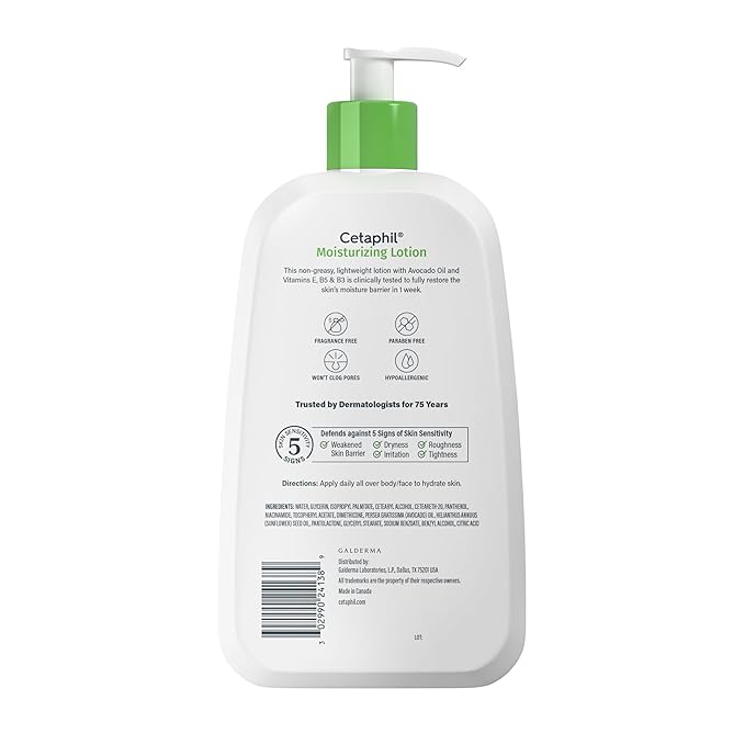 Cetaphil Face & Body Moisturizer, Hydrating Moisturizing Lotion for All Skin Types, Suitable for Sensitive Skin, NEW 20 oz, Fragrance Free, Hypoallergenic, Non-Comedogenic-VivaGrace Women