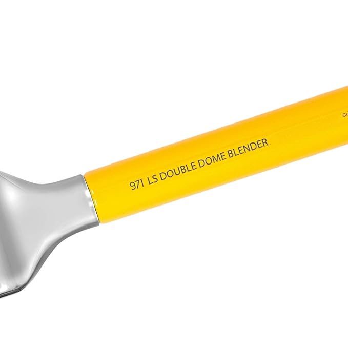 Bdellium Tools Professional Makeup Brush - Studio Series 971 Large Slanted Double Dome Blender - With Soft Synthetic Fibers, For Quick & Easy Application and Blending (Yellow, 1pc)-VivaGrace Women