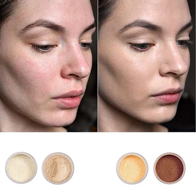 PHOERA Setting Powder and PHOERA Face Primer Makeup, Control Oil Brighten Skin Color Cover Blemish Whitening Face Setting Loose Powder（2 Pcs） (01 Translucent +makeup primer)-VivaGrace Women